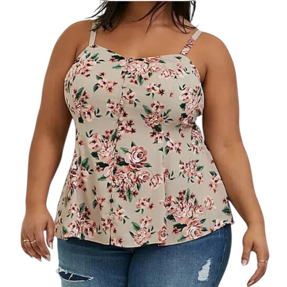 NWT TORRID Georgette Fit‎ & Flare Button Cami V-Neck Tank